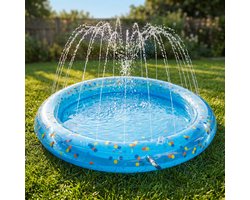 Cheqo® Babyzwembad - Kinderzwembad - Opblaasbaar Zwembad met Sproeifunctie en Sproeier voor Peuter - Buitenspeelgoed - Waterspeelgoed - Zwembadje - Peuterbad - Tuinbadje - Zomerspeelgoed - Kinderbadje - Waterpret - Speelzwembad - Opblaasbadje