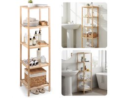 Cheqo® Badkamerrek - Badkamer Rek - Badkamerkast - Badkamer Opbergrek - Badkamer Opbergkast - Badkamer Plankenkast - Badkamer Stellingkast - Badkamer Organizer - Handdoekenrek - Handdoekenrek Vrijstaand