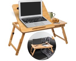 Cheqo® Bamboe Laptoptafel - Ontbijt op Bed - Bedtafel - Laptopstandaard - Laptop Tafel - Verstelbaar & Ergonomisch - Ideaal voor Bed & Bank - Opvouwbaar Design