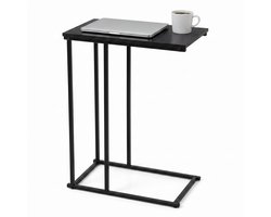 Cheqo® Bijzettafel - Laptoptafel - Banktafel - Zwart - met Metalen Frame - voor Woonkamer en Slaapkamer - Industrieel Design - Sofa Tafel - Nachtkastje - Salontafel - Sidetable - Koffietafel - Haltafel - MDF Tafelblad