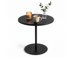Cheqo® Bijzettafel Rond Zwart - Metaal - Woonkamer - Sidetable - Industrieel - Salontafel - Slaapkamer - Banktafel - Plantentafel - Koffietafel - Bijtafel - Bijzettafeltje - Gangtafel - Tafel - Nachttafel - Decoratietafel - Sofa Table
