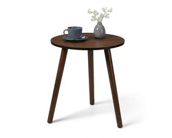 Cheqo® Bijzettafel Walnoot - Bijzettafeltje Rond - Plantentafel - Banktafel - Hoektafel - Nachtkastje - Telefoontafel - Tafeltje - Lampentafel - Decoratietafel - voor Woonkamer en Slaapkamer