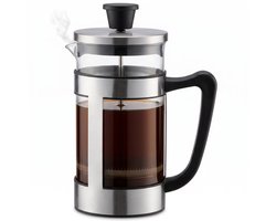 Cheqo® Cafetière - French Press - Koffiemaker - Koffiezetapparaat - Koffiepers - Koffiezetter - Coffee Maker - Glazen Kan met Filter - voor 8 Kopjes - RVS Houder - voor Verse Koffie - Handmatige Koffiezet met Zeef - Koffie Press voor Thuis