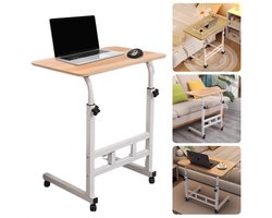 Cheqo® Cheqo® Verrijdbare Laptoptafel - Verrijdbaar Bureau - Computertafel - Laptop Standaard - Verstelbare Bedtafel - Banktafel - Bijzettafel - Laptop Tafel - Praktich
