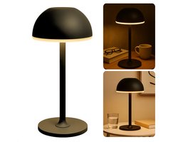Cheqo® Dimbare Tafellamp - Usb Oplaadbaar - Zwart Metaal - 3 Kleur Modes - LED Warm Wit - Tafellamp Met Batterij - Tafel Lamp - Nachtlamp - Draagbare Lamp - Verstelbare Helderheid - Energiezuinige LED - Tafellamp Voor Bureau