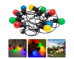 Cheqo® Feestverlichting - Lichtsnoer - Tentverlichting - Fairy Lights - 10L, 3V/20mA - 8 Lichtfuncties - 50cm Afstand - 9.50m Snoer - IP44 Beschermwaarde - 2.4W Power Consumption - Ophangoog - Binnen & Buiten