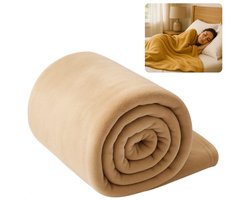 Cheqo® Fleece Deken - Fleece Plaid - 150 X 200 CM - Super Zacht - Polyester Fleece - Wasmachine Wasbaar - Beige Kleur - Tijdloze Elegantie - Duurzaam Materiaal - Bank of Bed - Woondecoratie - Comfortabel en Warm - Eenvoudig Te Reinigen