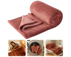 Cheqo® Fleece Deken - Plaid Flannel - Roze Fleece Deken - 150 x 200 cm - Zachte Textuur - Wasmachine Bestendig - Hoogwaardig Polyester - Gezellige Warmte - Elegante Roze Kleur - Veelzijdige Fleece Deken - Dekentje