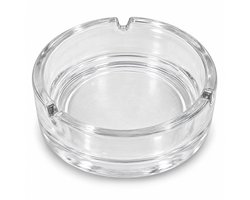 Cheqo® Glazen Asbak Rond - Asbak voor Binnen en Buiten - Tafelasbak voor Terras, Balkon en Tuin - Asbakje voor Horeca, Bar en Café - Transparant - Sigarettenasbak - Ashtray - Rookaccessoires