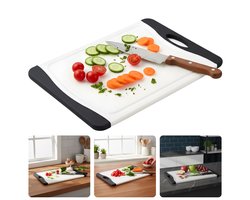 Cheqo® Grote Snijplank Zwart/Wit - XXL Snijplank - Antislip Randen - Met Handgreep - Snij Plank - Hygiënisch Ontwerp - Geschikt Voor Dagelijks Gebruik - Stevige Snijplank