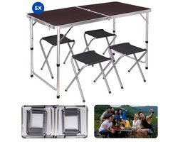 Cheqo® Inklapbare Campingtafel Set - Klaptafel - Inklapbare Tuintafel - Vouwtafel - Camping Tafel - Lichtgewicht Aluminium - Ideaal voor Kamperen