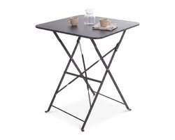 Cheqo® Klaptafel Antraciet - Tuintafel - Inklapbare Tafel - Balkontafel - Bistrotafel - Campingtafel - Bijzettafel - Vouwtafel - Opvouwbare Tafel - Terrastafel - Vierkante Tafel - Buitentafel - Plooitafel - Metalen Tafel voor Tuin en Balkon