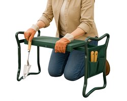 Cheqo® Kniebank - Tuinkruk Inklapbaar - Tuinieren - Onkruid Kniesteun - Knielkussen - Kniebankje - Kniekussen en Zitbank - Metaal