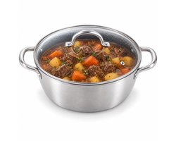 Cheqo® Kookpan met Glazen Deksel - Braadpan - Casserole Pan - Stoofpan - Soeppan - Vleespan - Kookpot - Stoofpot - Aardappelpan - Pastapan - Inductiepan - Pan voor Alle Warmtebronnen - Ovenbestendig - PFOA Vrij