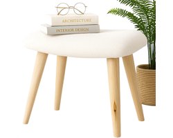 Cheqo® Krukje Wit - Houten Poten - Kruk - Stoeltje - Bijzettafel - Tafeltje - Teddy - Poef