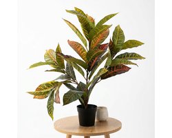 Cheqo® Kunstplant Calathea - Kamerplant - Nepplant voor Binnen - Namaakplant in Pot - Sierplant - Decoratie voor Woonkamer en Kantoor - Tropische Plant - Woondecoratie - Groen Roze