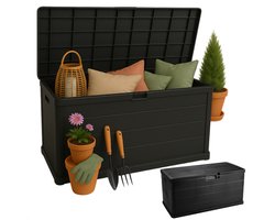 Cheqo® Kussen Opbergbox - Kussenbox - Tuinkussenbox - Tuinkussen Box - Weerbestendig & Verrijdbaar - Opbergbox Tuin voor Buiten - 340 L