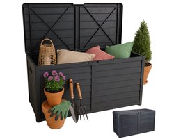 Cheqo® Kussen Opbergbox - Kussenbox - Tuinkussenbox - Tuinkussen Box - Weerbestendig & Verrijdbaar - Opbergbox Tuin voor Buiten - 420 L - Antraciet