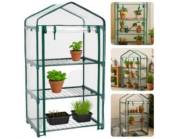 Cheqo® Kweekkas - Compacte Broeikas - Plantenkas Metalen Frame - Foliekas - Kas - Broeikas - Kas voor Moestuin - Compacte Tuinkas - Waterdicht