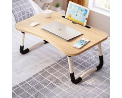 Cheqo® Laptoptafel Opklapbaar - Bedtafel - Schoottafel - Inklapbaar voor Schoot en Bank - Tablethouder - Bekerhouder - Laptopstandaard - Ontbijttafel - Werken in Bed - Laptop op Bed - Bijzettafel - Schootbureau - voor Laptop en Tablet