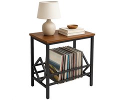 Cheqo® LP Opbergsysteem - Bijzet Tafel - Vinyl Houder - Platenrek - Platenhouder - Bijzettafel - Platenkast - Platenstandaard LP Rek - Platenspeler Meubel - Metaal MDF