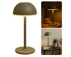 Cheqo® Luxe Metalen Tafellamp - Usb-C Oplaadbaar - Grijze Lamp - Dimbare LED - 3 Kleur Modes - LED Warm Wit - Oplaadbare Batterij - Tafel Lamp - Nachtlamp