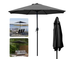 Cheqo® Luxe Parasol - Tuinparasol - Balkonparasol - Donkergrijs - UV-bescherming - Weerbestendig - Waterafstotend