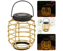Cheqo® Luxe Tafellamp - Tafel Lamp - Solar Lamp - Solar Lantaarn - Rotan-look - Tuinverlichting