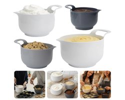 Cheqo® Mengkom Set - Beslagkommen - Kunststof Mengkommen - Anti-Slipring - Grote Handvat - Schenktuit - Moderne Keuken - Stapelbare Kommen - Meng Kom - Mengkom Set - Beslag Kom - Beslagkom - Kommenset