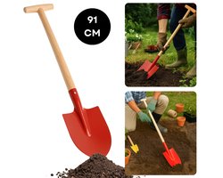 Cheqo® Metalen Schep - Houten Steel - Tuin Gereedschap - Willekeurige Kleur - Stevige Schep - Lange Steel - Tuinwerkzaamheden - Schep Voor Tuin - Duurzame Materialen - Multifunctionele Schep