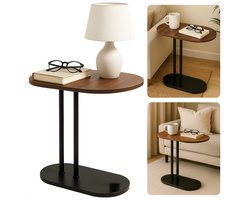 Cheqo® Moderne Bijzettafel - Salontafel Set - Bijzet Tafel Set - Laptoptafel - Banktafel - Nachtkastje - Bruin Metaal - Compacte Laptoptafel - MDF
