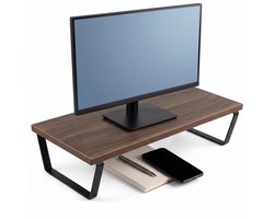 Cheqo® Monitorstandaard Bruin - Monitor Verhoger voor Bureau - Beeldschermverhoger - Schermverhoger - Laptop Standaard - Computerstandaard - Monitor Riser - Laptopverhoger - Bureauplank voor Thuiswerkplek en Kantoor - Beeldscherm Standaard