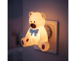 Cheqo® Nachtlampje Kinderen voor Kinderkamer en Babykamer - Baby Nachtlamp Beer Beertje - Stopcontact Lamp - LED Nachtlicht voor Slaapkamer - Stekkerlampje Dier Sfeerlampje - Warm Wit Stopcontactlampje voor Kind en Kindje