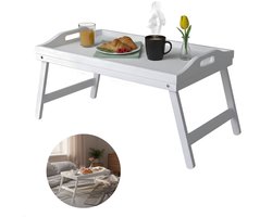 Cheqo® Ontbijt op Bed Dienblad - Ontbijt op Bed Tafeltje - Bedtafel - Bedtafeltje - Beddienblad - Schoottafeltje - Schoottafel - Laptoptafel Bed - Laptoptafeltje Bed - Dienblad met Poten - Inklapbaar Dienblad