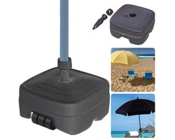 Cheqo® Parasolvoet - Vulbaar 45L - Verrijdbaar - Stevige Kunststof Parasolstandaard - Verrijdbaar - Geschikt voor 33-50 mm - Zwart