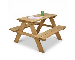 Cheqo Picknicktafel voor Kinderen - Kinderpicknicktafel - Houten Picknicktafel - Picknick Tafel - Tuintafel Kinderen - Speeltafel - Kindertafel Tuin - Kindermeubel - Picknicktafel Buiten - Picknickbank - Tuinmeubel Kinderen
