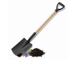 Cheqo® Schep met Houten Steel en D-greep - Tuinschep voor Graven en Planten - Schop voor Tuin - Steekschop - Tuinspade - Tuingereedschap voor Tuin en Moestuin - Grafschep - Spade - Plantenschep voor Groentetuin en Bloementuin