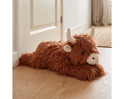 Cheqo® Schotse Hooglander Deurstopper - Highland Koe Deurstopper - Pluche Deurstopper - Dieren Deurstopper - Decoratieve Deurstopper - Deurstopper Dier - Deur Openhouder - Deurvastzetter - Deurbuffer - Bruine Deurstopper - Deurstop