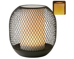 Cheqo® Solar Tafellamp - Metalen Lantaarn - Sfeerverlichting Tuin - Buitenlamp - Tafel Lamp op Zonne-energie