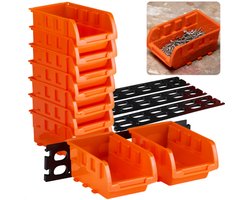 Cheqo® Stapelbare Sorteerbakjes - Opbergbakjes Oranje - Set Van 8 Stuks - Kantoorbenodigdheden Opbergen - Hobbyartikelen Organizer - Sieraden Opbergen - Kostbaarheden Sorteren - Veelzijdige Opbergoplossing - Ruimtebesparend Ontwerp