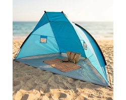 Cheqo® Strandtent - Beachshelter - Beach Shelter - Windscherm - Strandtentje - Zonnescherm - Schaduwtent met UV Bescherming - Strandscherm - Strand Tent - Strandschelp voor Kinderen - Strand en Camping