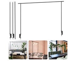 Cheqo® Tafelklem - Tafelstang Zwart Metaal - Tafeldecoratie - Feestdecoratie - Binnen en Buitengebruik - Verstelbare Tafelklem - Decoratieframe Binnen Buiten