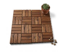 Cheqo® Terrastegels Set van 4 - Kliktegels - Vlondertegel - Balkontegels - Tuintegels - Buitentegels - Terrasplanken - Houten Vlonders - Hardhouten Zwembad Ondertegels - Balkon Vloer - Terrasvlonder