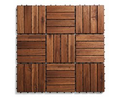 Cheqo® Terrastegels Set van 9 - Houten Tegels - Vlondertegels - Kliksysteem - Balkontegels - Tuintegels - Vlonder - Acacia - Mozaïek - Tuin - Balkon - Terras - Houten Vloer - Buitenvloer - Naturel - Weerbestendig - Houten Kliktegels
