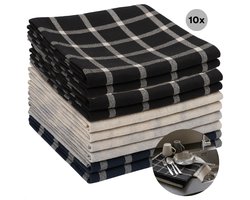 Cheqo® Theedoeken Set - Keukendoeken Set - Katoenmix - 10 Stuks - Absorbeert Goed - Drogen Van Servies - Drogen Van Glazen - Drogen Van Werkbladen - Machinewasbaar Op 30 °C - Neutraal Ontwerp - Thuisgebruik - Horeca Voorraad