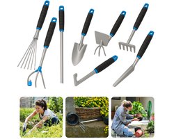 Cheqo® Tuingereedschap Set - Tuingereedschapset - 8-Delig - Tuinset - Tuin Set - Metaal en Kunststof - Schep - Hark - Voegms - Tuinklauw
