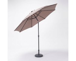 Cheqo Tuinparasol - Stokparasol - Terrasparasol - Taupe - Kantelbaar - UV-Bestendig - Waterdicht - Aluminium - voor Tuin en Terras - Balkonparasol - Zonnescherm - Knikbaar - Zonnewering - Ronde Parasol