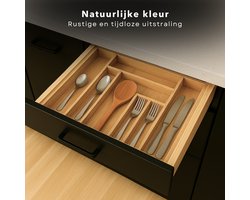 Cheqo® Uitschuifbare Bamboe Bestekbak - Keukenlade - Besteklade Uitschuifbaar - Verstelbare Lade Organizer - Bestekhouder - Hout
