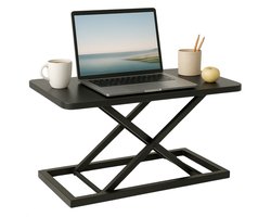 Cheqo® Verstelbare Bureauverhoger - Zit Sta Bureau Verhoger - Monitor Verhoger - Workstation - Stabureau - Ergonomische Werkplek - MDF & Metaal - Zwart