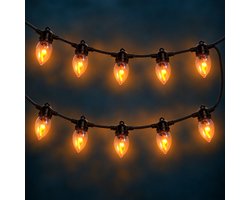 Cheqo® Vlamverlichting - Lichtsnoer met Vlameffect voor Binnen en Buiten - Sfeerverlichting - Feestverlichting - Kerstverlichting - Vuur Lampjes - Tuinverlichting - Lichtslinger - Lichtketting - Halloween Decoratie - Terrasverlichting